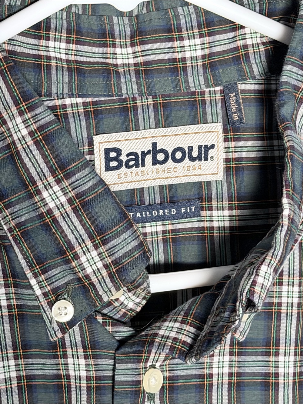 Barbour Navy and White Plaid Button-Down Shirt - Picture 2 of 7